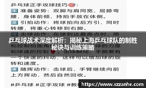 乒乓球战术深度解析：揭秘上海乒乓球队的制胜秘诀与训练策略